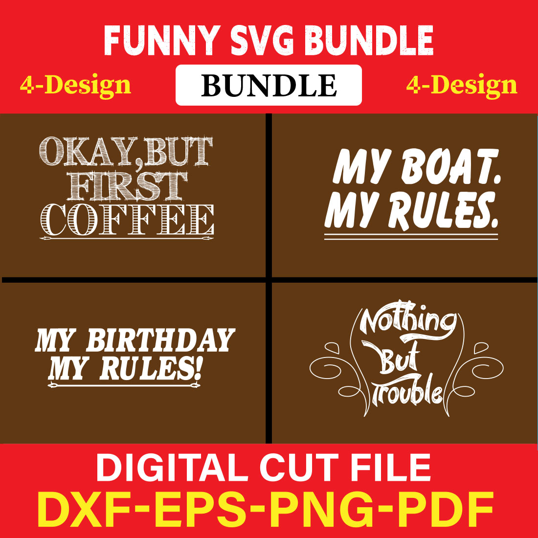 Funny SVG T-shirt Design Bundle Vol-48 cover image.