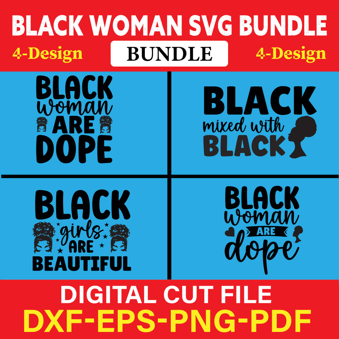 Black Woman T-shirt Design Bundle Vol-7 cover image.