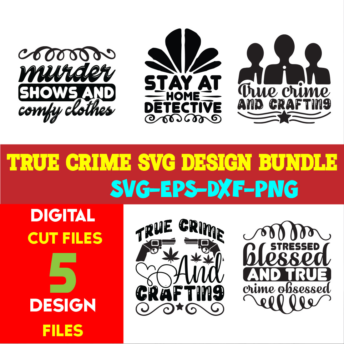 True Crime T-shirt Design Bundle Volume-03 cover image.