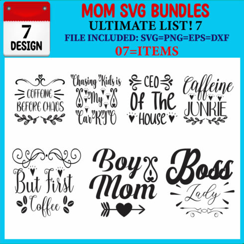 Mom SVG 07 T-shirt Design Bundle cover image.