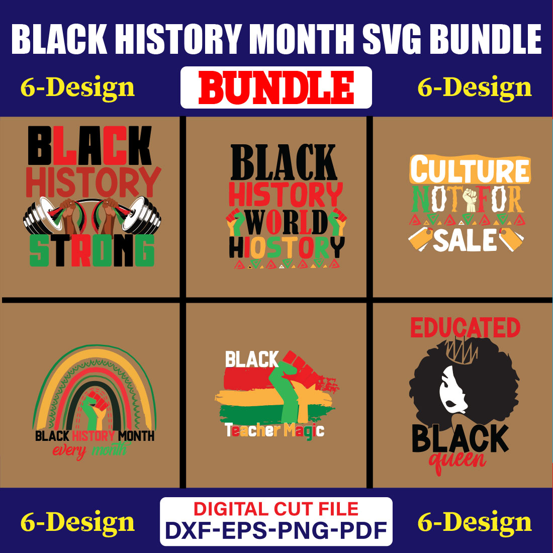 Black History Month SVG T-shirt Design Bundle Vol-02 cover image.