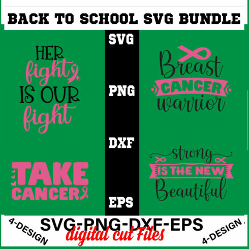 Breast Cancer Svg T-shirt Design Bundle Volume-02 cover image.