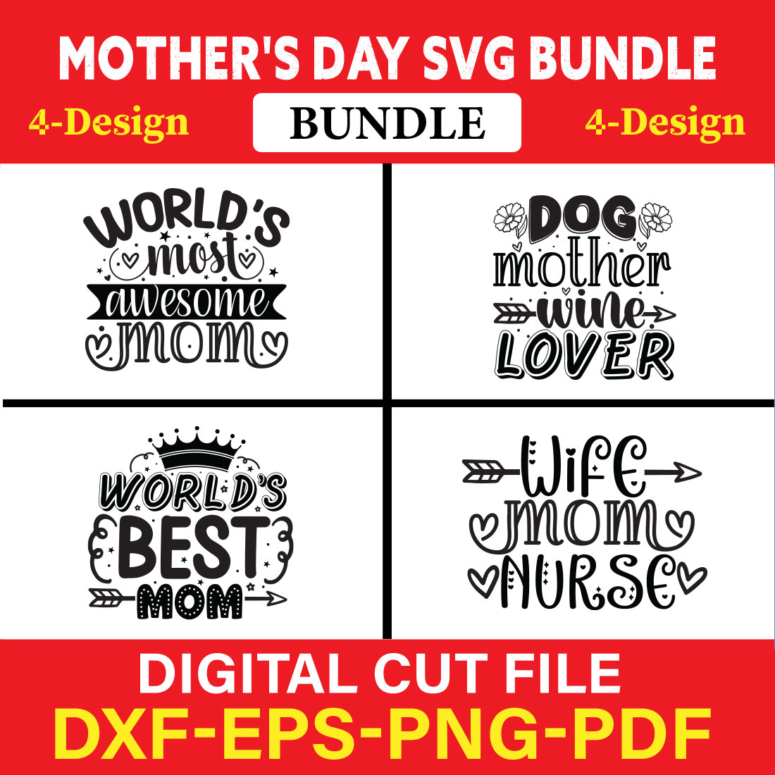 Mother's Day SVG T-shirt Design Bundle Vol-23 cover image.