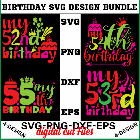 birthday svg design bundle Happy birthday svg bundle hand lettered birthday svg birthday party svg Volume-14 cover image.