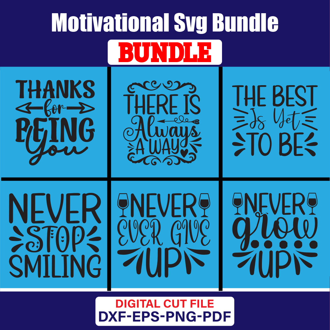 Motivational SVG T-shirt Design Bundle Vol-19 cover image.