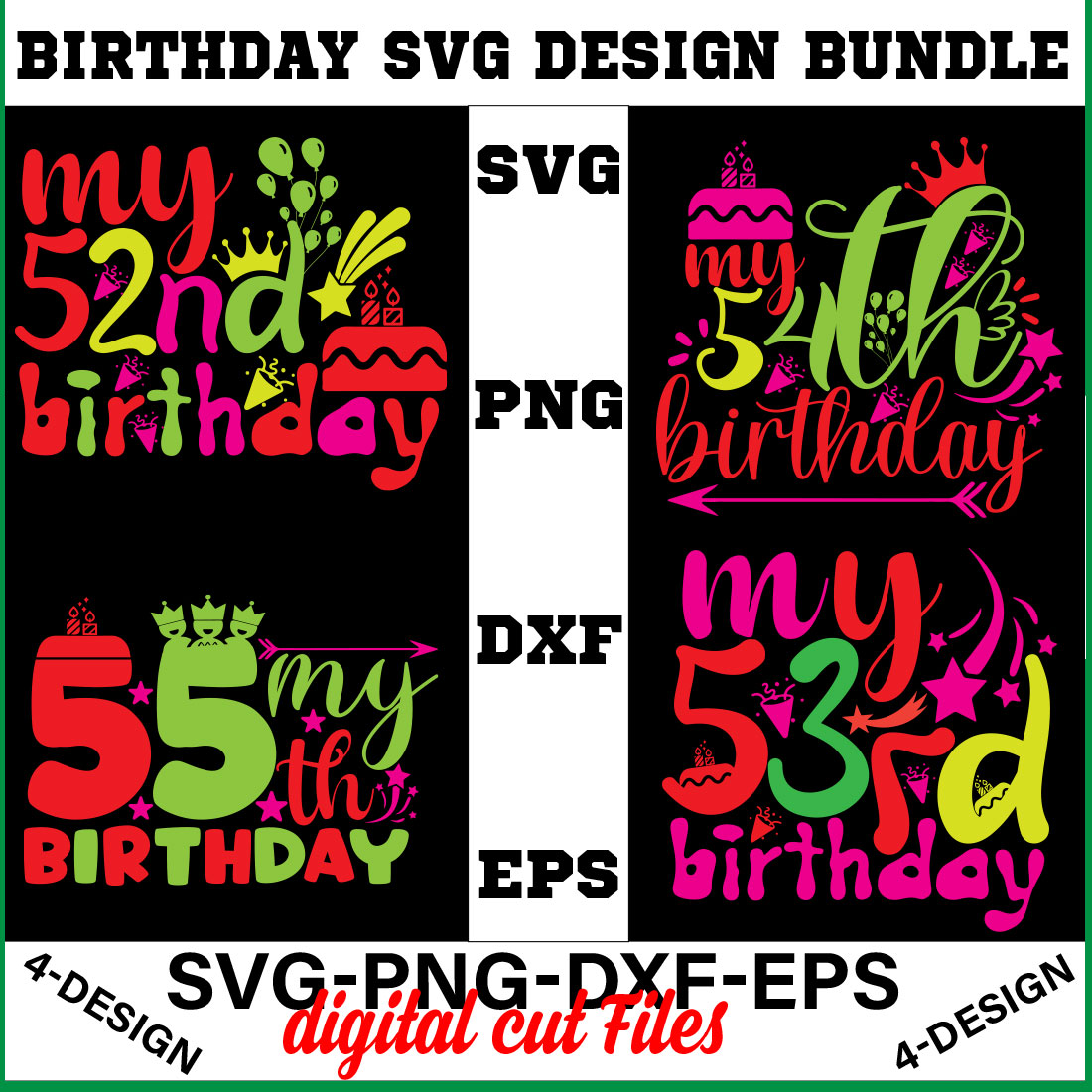 birthday svg design bundle Happy birthday svg bundle hand lettered ...