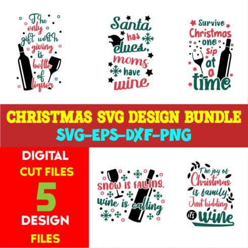 Christmas T-shirt Design SVG Bundle Free Volume-75 cover image.