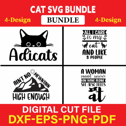 Cat SVG T-shirt Design Bundle Vol-1 cover image.