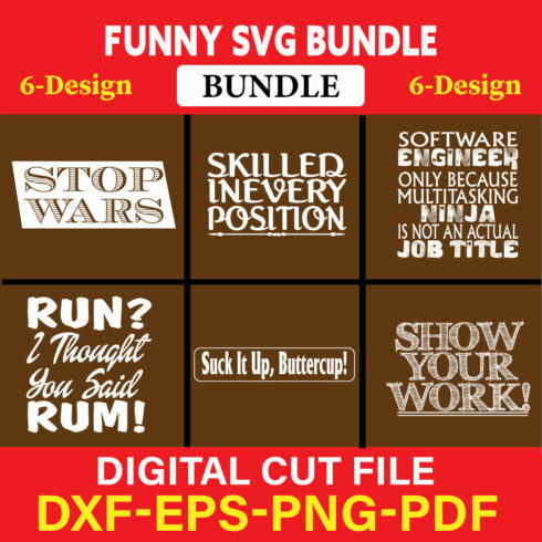 Funny SVG T-shirt Design Bundle Vol-06 cover image.