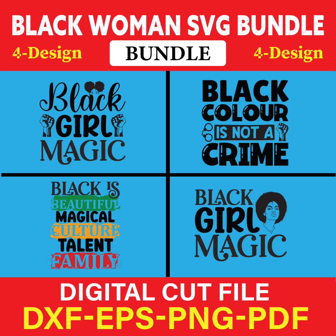 Black Woman T-shirt Design Bundle Vol-11 cover image.