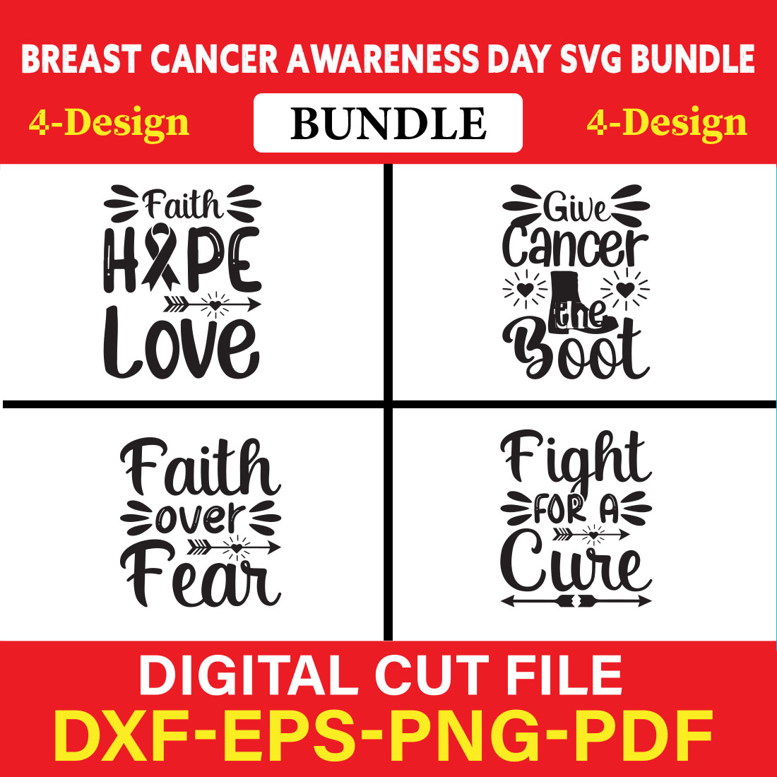 Breast Cancer Awareness T-shirt Design Bundle Vol-2 cover image.