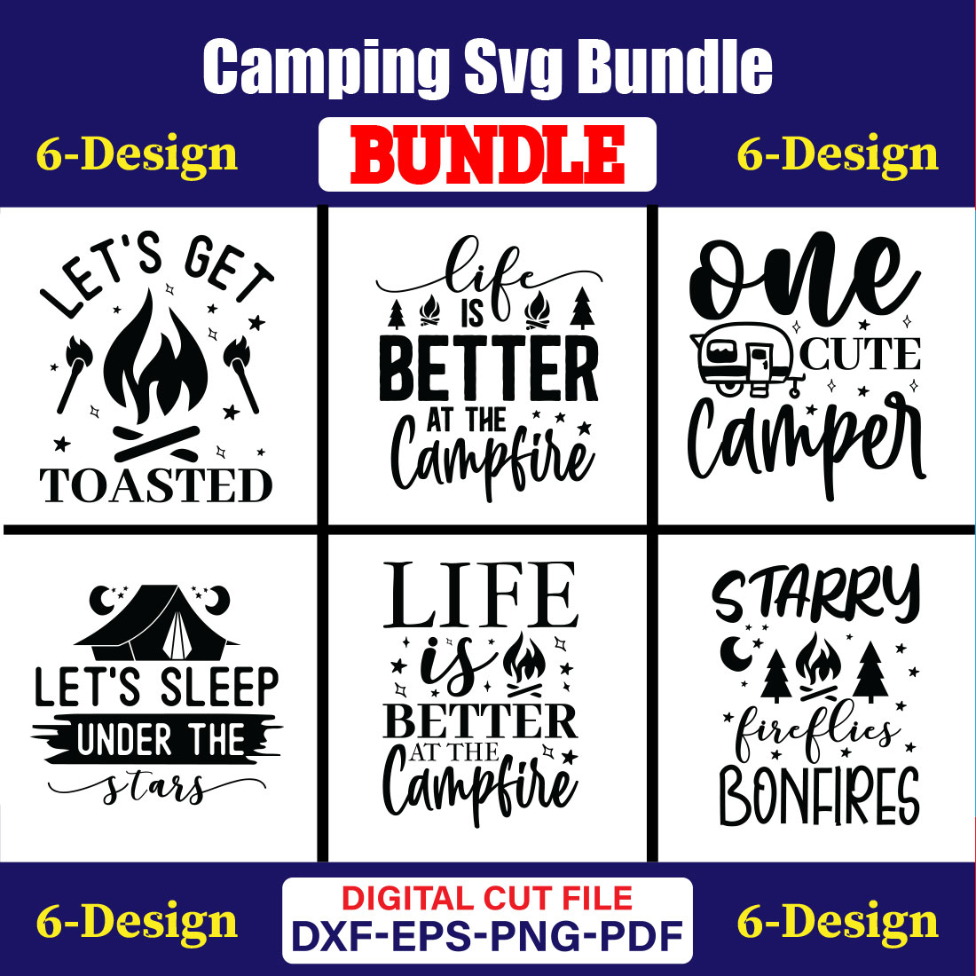 Camping T-shirt Design Bundle Vol-6 cover image.