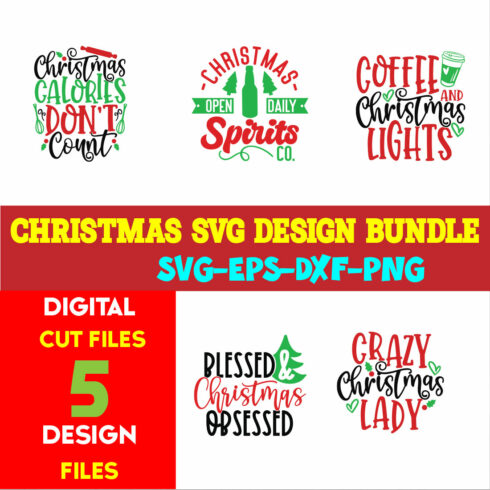 Christmas T-shirt Design SVG Bundle Free Volume-46 cover image.