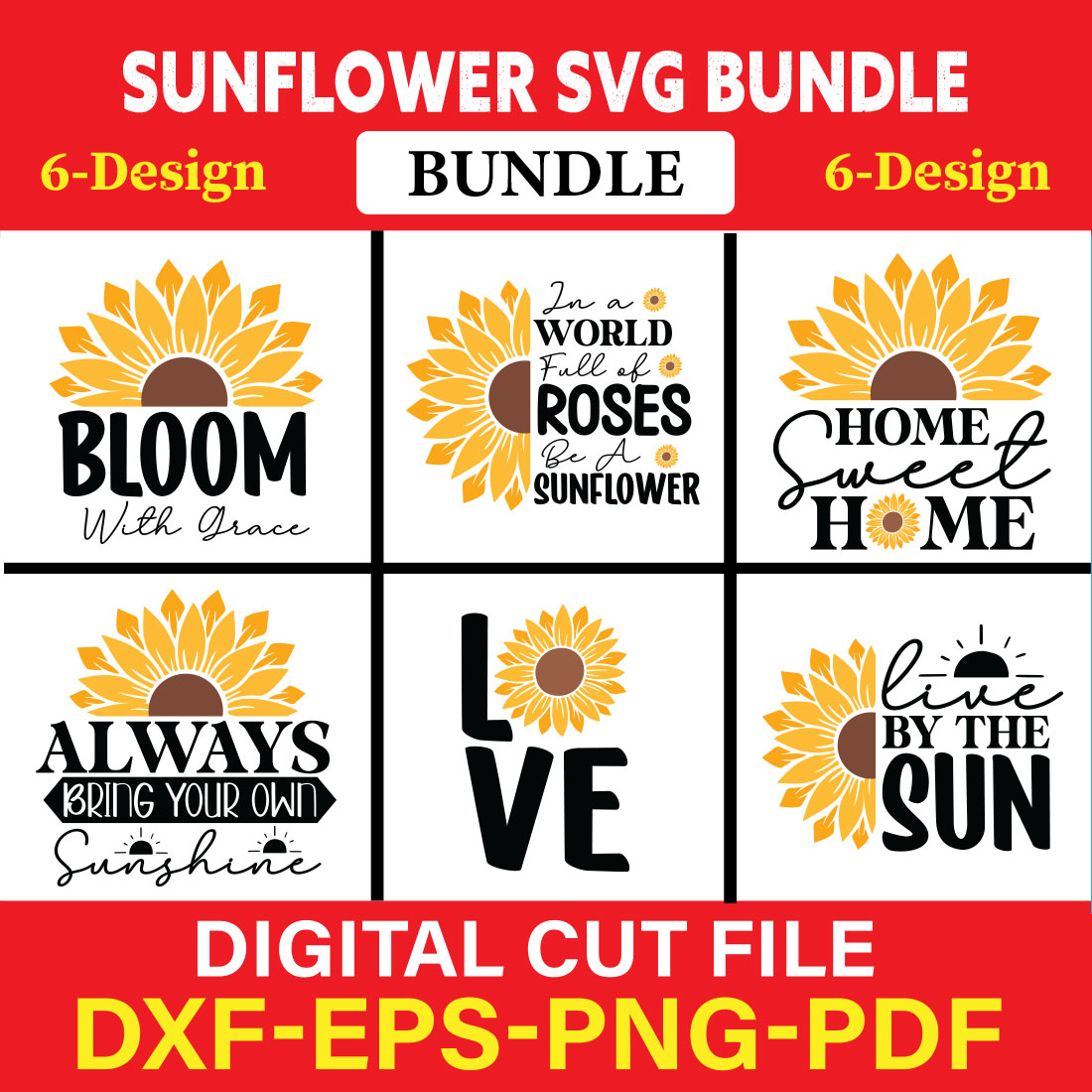 Sunflower T-shirt Design Bundle Vol-1 cover image.