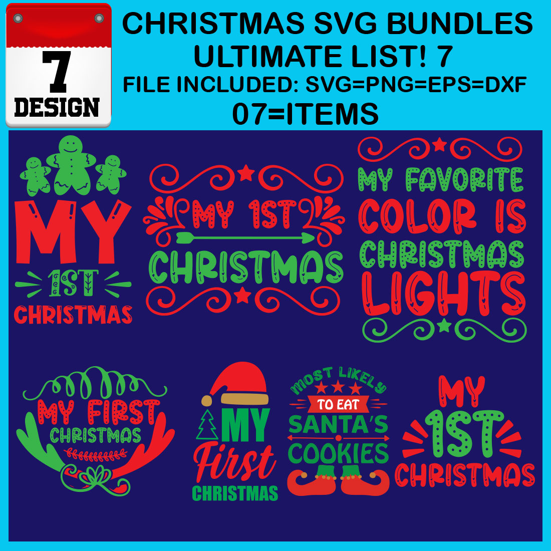 Free Ultimate List! 7 Christmas SVG Bundles cover image.