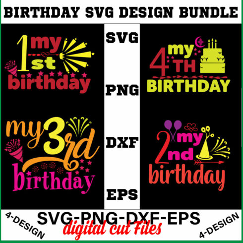 birthday svg design bundle Happy birthday svg bundle hand lettered birthday svg birthday party svg Volume-17 cover image.
