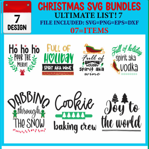 Ultimate List! Christmas SVG 07 T-shirt Design Bundle cover image.