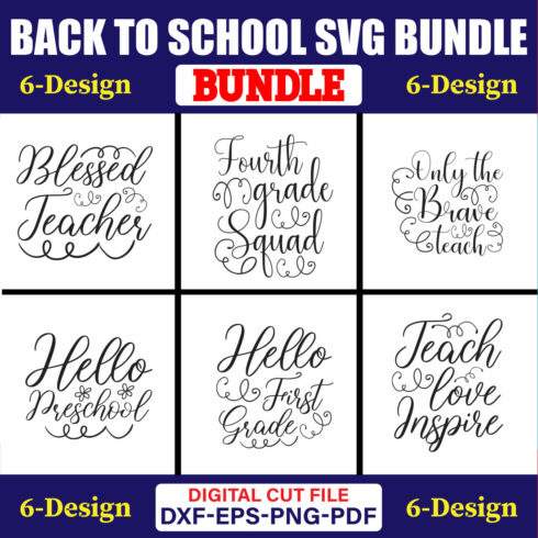 Back To School SVG T-shirt Design Bundle Vol-34 cover image.