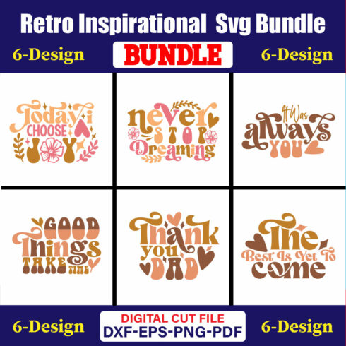 Retro Inspirational SVG T-shirt Design Bundle Vol-02 cover image.