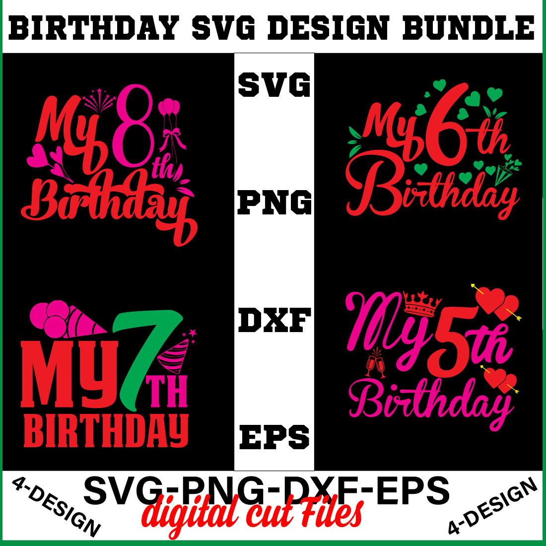 birthday svg design bundle Happy birthday svg bundle hand lettered birthday svg birthday party svg Volume-02 cover image.