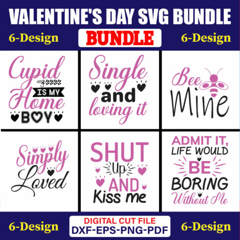 Valentine's Day SVG T-shirt Design Bundle Vol-42 cover image.