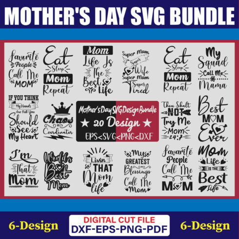 Mother's Day SVG T-shirt Design Bundle Vol-42 cover image.