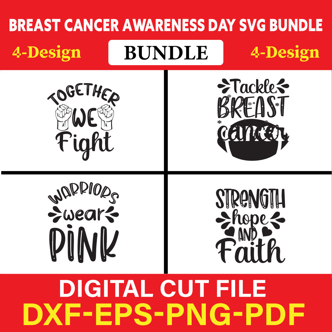 Breast Cancer Awareness T-shirt Design Bundle Vol-5 cover image.