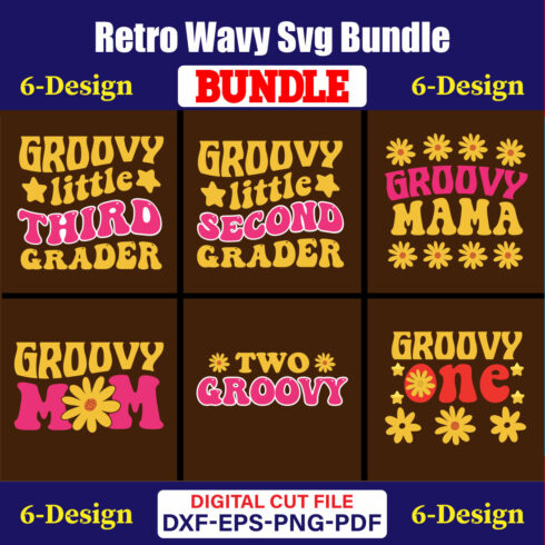 Retro Wavy T-shirt Design Bundle Vol-02 cover image.