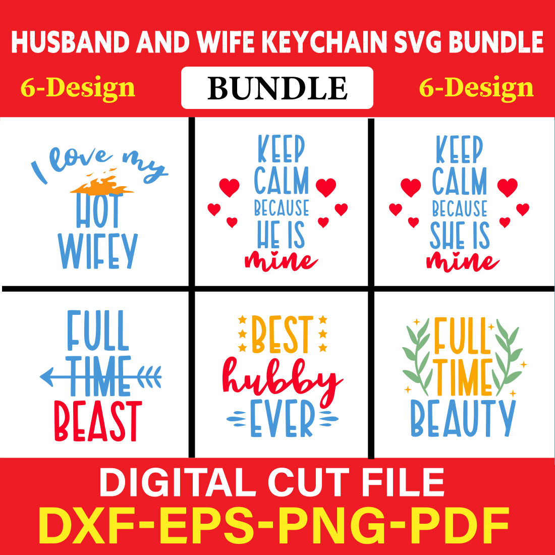 Husband and wife Keychain T-shirt Design Bundle Vol-2 cover image.