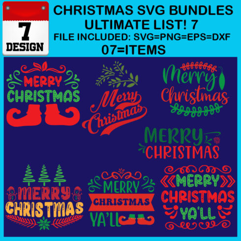 Free Ultimate List! 7 Christmas SVG Bundles cover image.