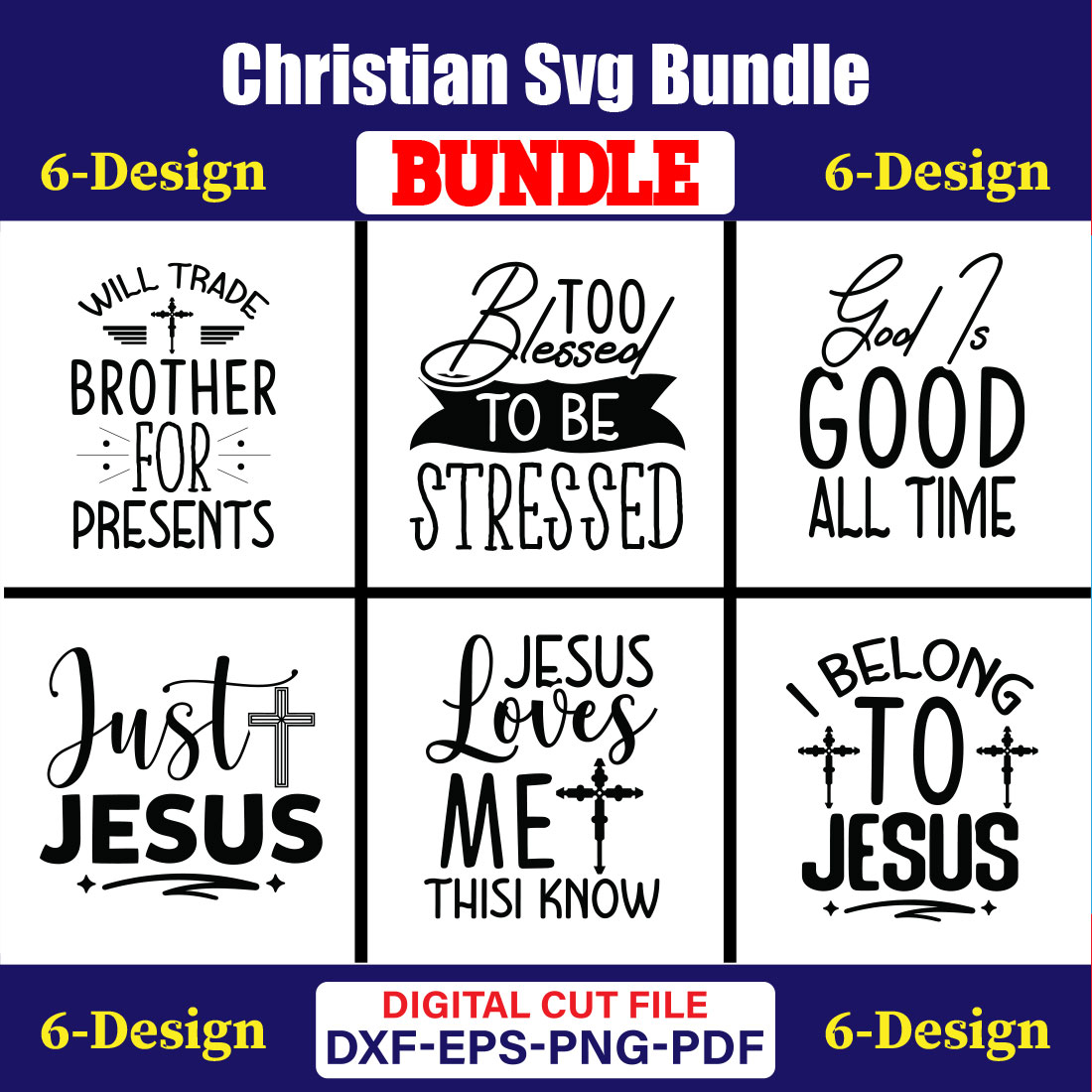 Christian SVG T-shirt Design Bundle Vol-38 cover image.