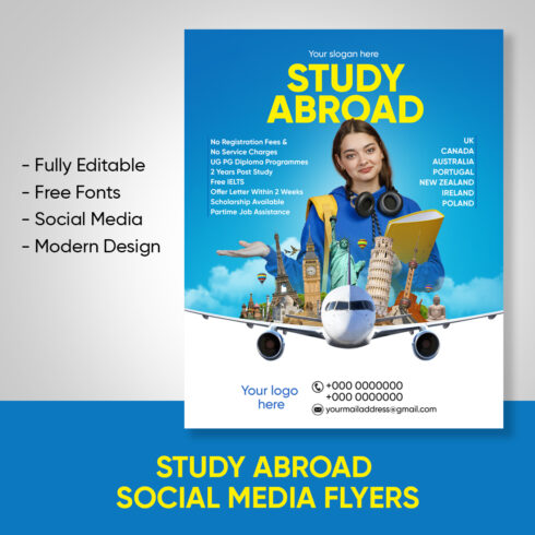 Social media flyers for education and study abroad cover image.