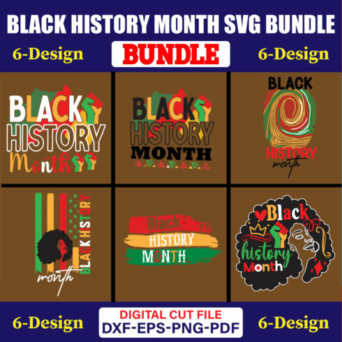 Black History Month SVG T-shirt Design Bundle Vol-01 cover image.