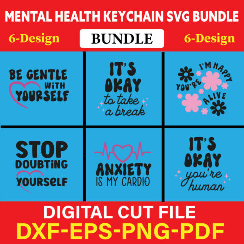 Mental Health Keychain T-shirt Design Bundle Vol-2 cover image.