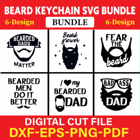 Beard Keychain T-shirt Design Bundle Vol-2 cover image.