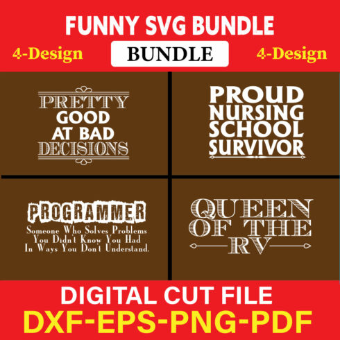 Funny SVG T-shirt Design Bundle Vol-50 cover image.