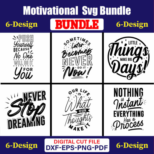 Motivational SVG T-shirt Design Bundle Vol-16 cover image.