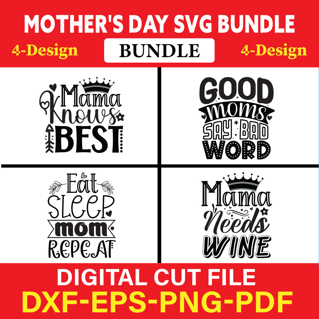 Mother's Day SVG T-shirt Design Bundle Vol-19 cover image.