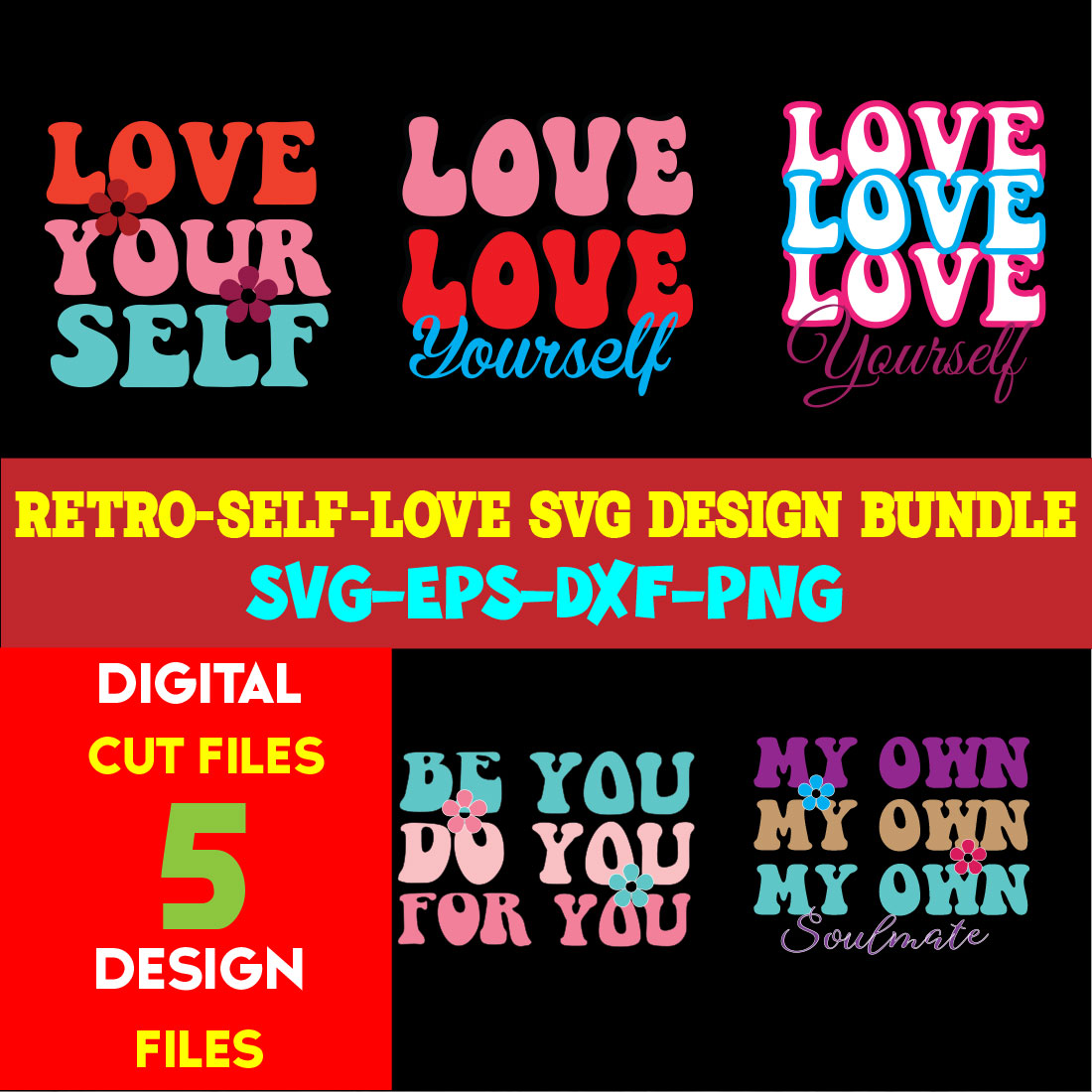 Retro-Self-Love T-shirt Design Bundle Volume-02 cover image.