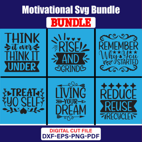 Motivational SVG T-shirt Design Bundle Vol-18 cover image.