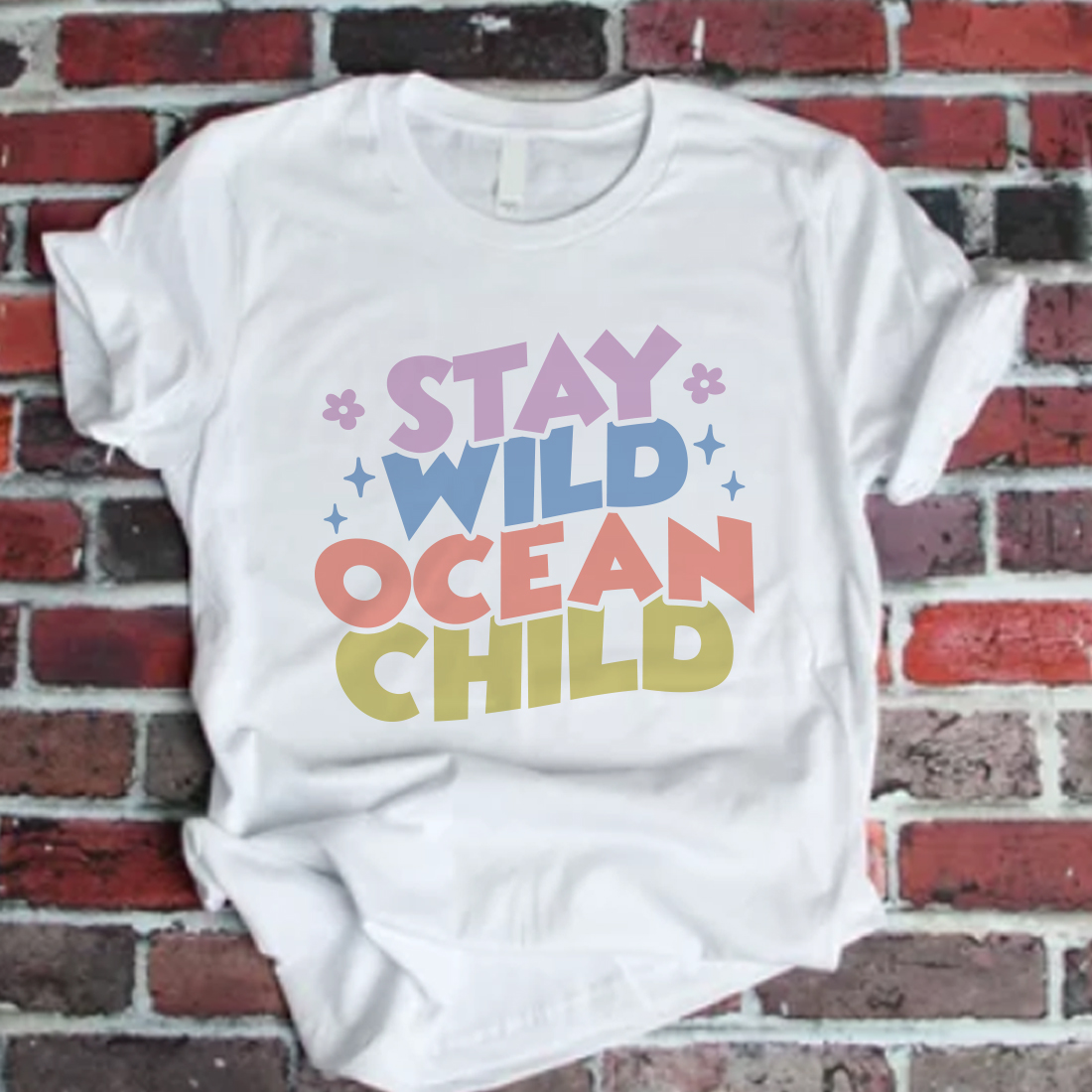 Stay Wild Ocean Child, Summer t-shirt Design preview image.