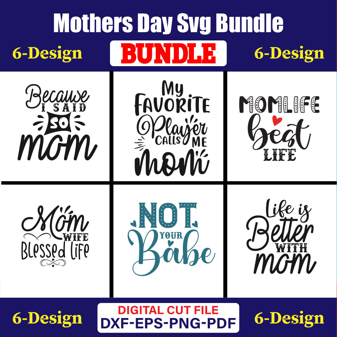 Mothers Day SVG Bundle, Mom life svg, Mama svg, Funny Mom Svg, Blessed mama svg, Mom of boys girls svg-Vol-122 cover image.