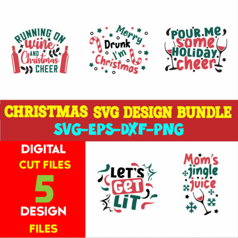 Christmas T-shirt Design SVG Bundle Free Volume-75 cover image.