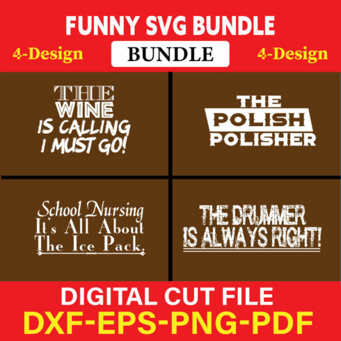 Funny SVG T-shirt Design Bundle Vol-52 cover image.