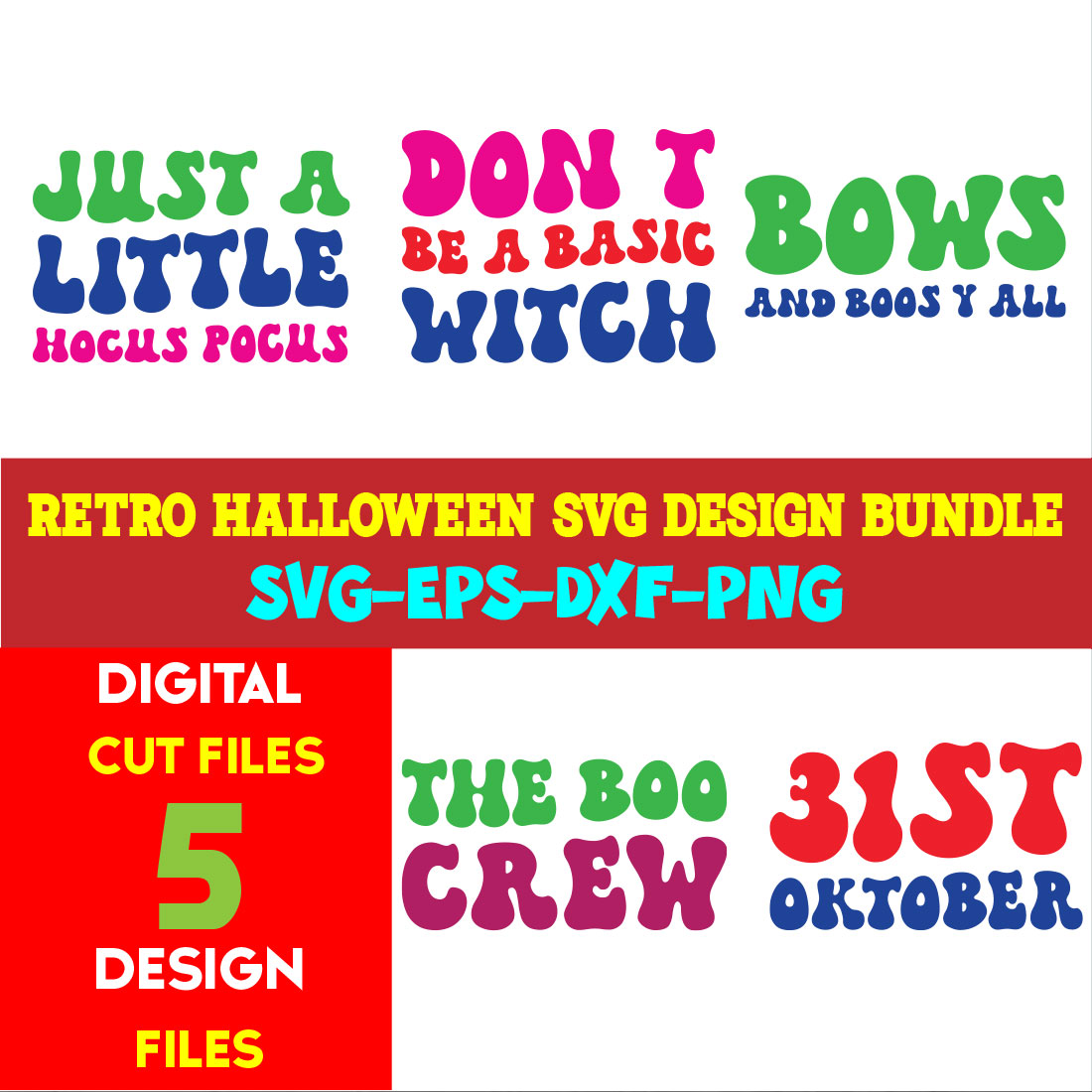 Retro Halloween T-shirt Design Bundle Volume-01 cover image.