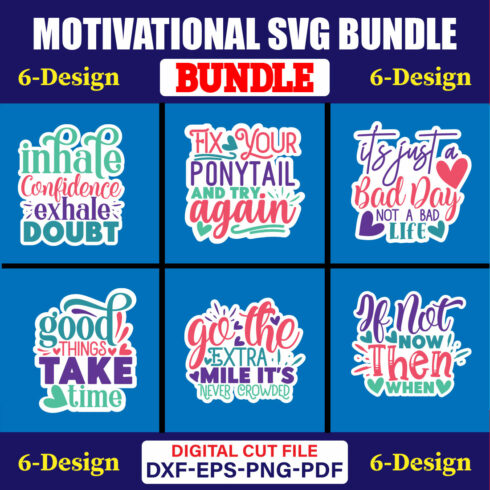 Motivational SVG T-shirt Design Bundle Vol-10 cover image.