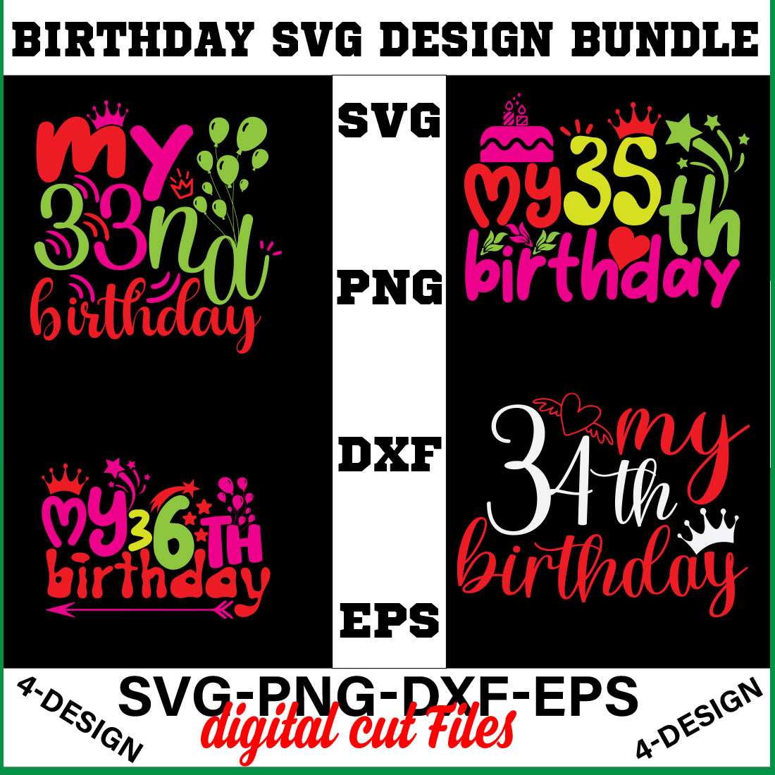 birthday svg design bundle Happy birthday svg bundle hand lettered birthday svg birthday party svg Volume-09 cover image.