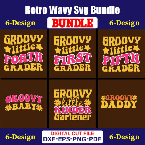 Retro Wavy T-shirt Design Bundle Vol-01 cover image.