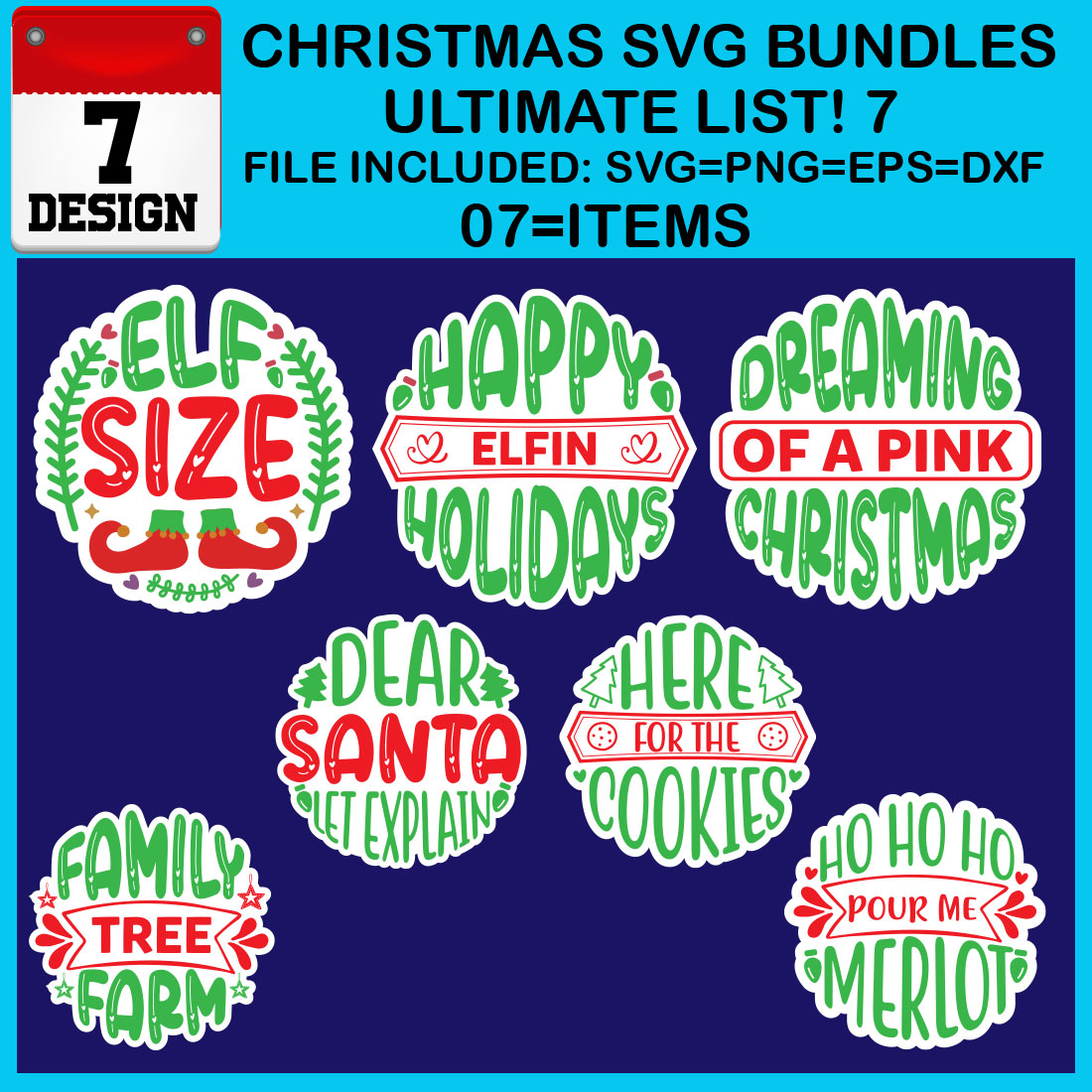 Free Ultimate List! 7 Christmas SVG Bundles cover image.