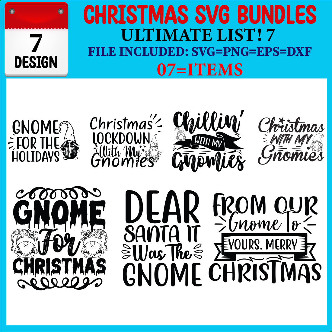 Ultimate List! Christmas SVG 07 T-shirt Design Bundle cover image.